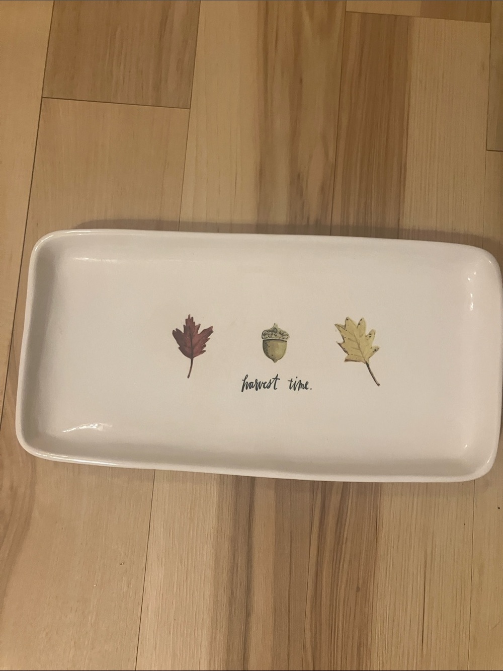 Rae Dunn Magenta harvest time fall leaves 14”  rectangular serving tray crazing
